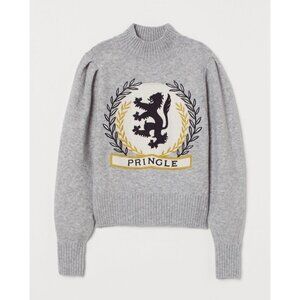 H&M X Pringle of Scotland Knit‎ Mock-Turtleneck Sweater Collaboration Gray Sz XS